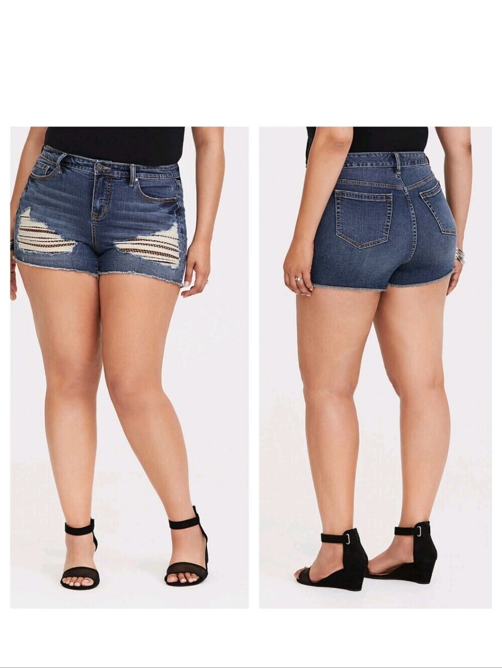 Torrid Fishnet Underlay Destruxted Shorts 20